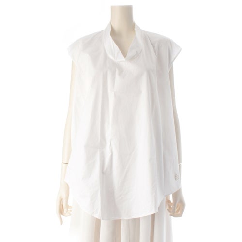 エルメス 20SS Hリフト ノースリーブ シャツ ブラウス トップス ホワイト 36