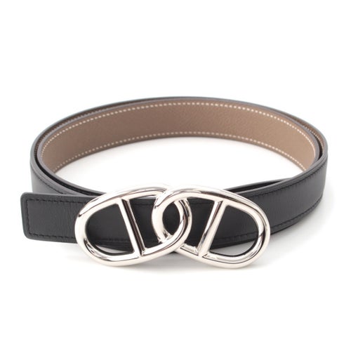 エルメス U刻印 エプソン シェーヌダンクル 2連 ベルト エトゥープ ブラック