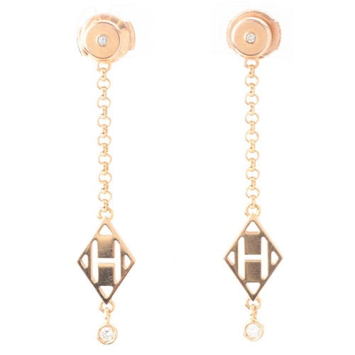 エルメス リブリスH ダイヤ ピアス 750 ガンバード 3.9g