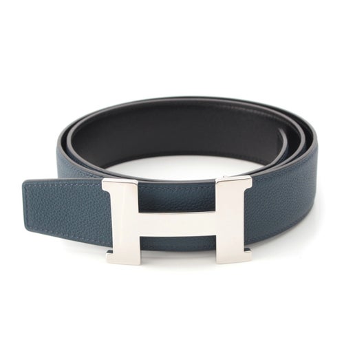 エルメス D刻印 19年 ボックスカーフ トゴ コンスタンス リバーシブル Hバックル 38 シルバー金具 ベルト H074562CK05 ブラック ブルーニュイ 90