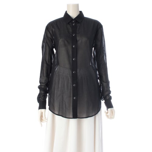 サンローラン コットン シアー 長袖シャツ 468977 ブラック F38