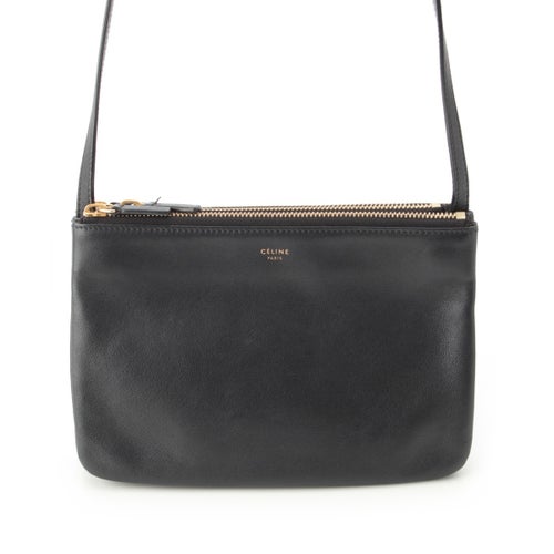 セリーヌ レザー トリオ ポーチ ショルダーバッグ ブラック スモール