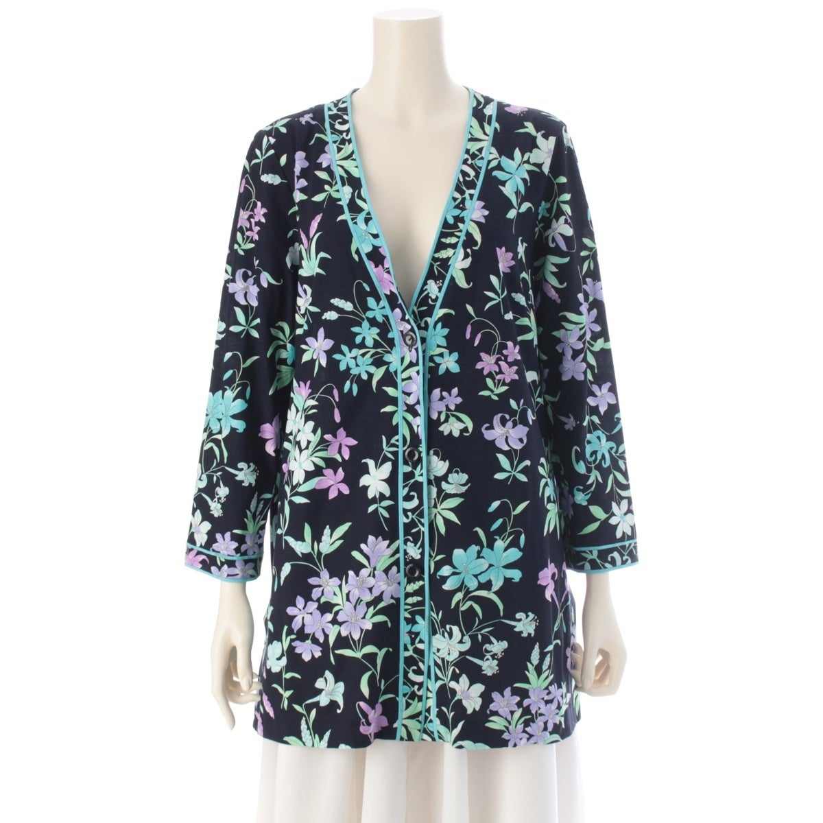 LEONARD レオナール カンカン素材 花柄 ロングカーディガン LEONARD 花