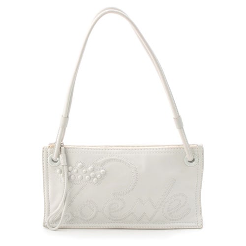 ロエベ レザー クラウンロゴ スタッズ ハンドバッグ ホワイト