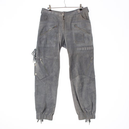 クリスチャンディオール 2003年 カーフスキン ガリアーノ レースアップ ジップデザイン パンツ ボトムス 3P14044050 グレー系 40