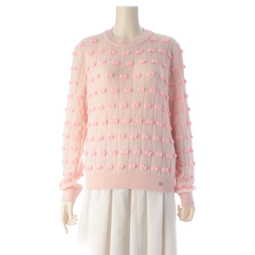 シャネル アルパカ シルク リボン モチーフ ニット セーター ココマーク P80674 ピンク 38