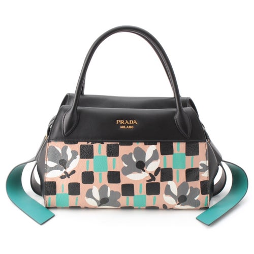 プラダ MADRAS マドラス レザー ロゴ フラワー ボウリング 2way ショルダー ハンドバッグ 1BB030 マルチカラー