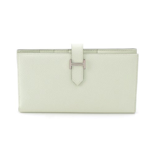 エルメス 2024 W刻 ベアンスフレ エプソン 長財布 シルバー金具 ヴェールフィズ