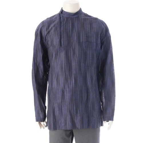 イッセイミヤケ 80s 筆タグ 衿 変型 プルオーバー シャツ ブラウス トップス パープル