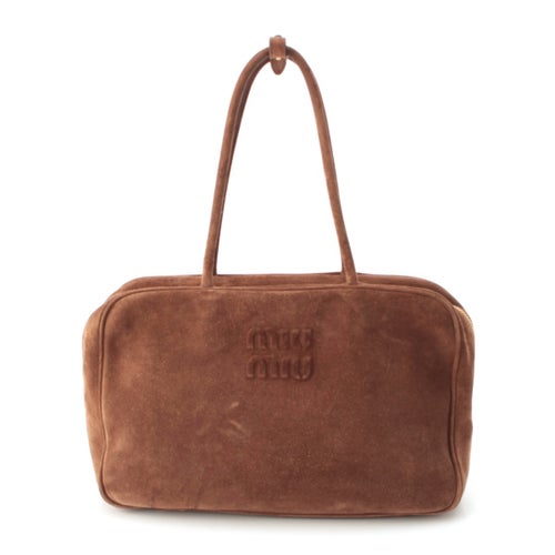 ミュウミュウ ボー バッグ スウェード ハンドバッグ 5BB117 ブラウン