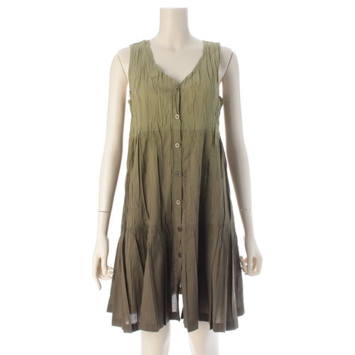 プリーツプリーズ イッセイミヤケ ノースリーブ シワ加工 ワンピース ドレス PP93-PE972 カーキ グリーン 3