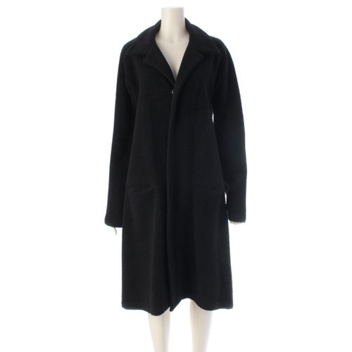 ワイズ ヨウジヤマモト ウール 起毛 Iライン スリム ロング コート アウター ブラック 3