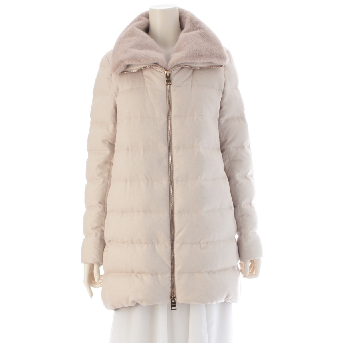 美品◎HERNO ダウン PIACENZA カシミヤ シルク フォックスファー ヘルノ PIACENZA社製生地 シルク カシミヤ フォックスファー