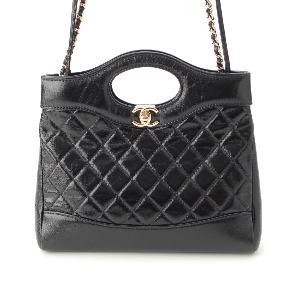 CHANEL シャネル シャネル 31 ミニ カーフスキン 2WAY ショルダーバッグ ハンドバッグ ブラック シャネル 31 トランテアン ミニ シャイニーカーフ ショッピング 2WAY