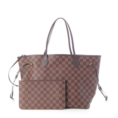 ルイヴィトン ネヴァーフルMM ダミエ レザー ポーチ付き トートバッグ N41358 ブラウン