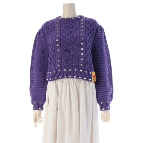 グッチ 23AW ウール ニット スタッズ セーター トップス 724791 パープル S