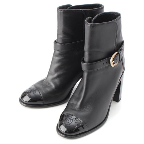 シャネル レザー ココマーク ベルト付き ブーツ G38064 ブラック 35 2/1