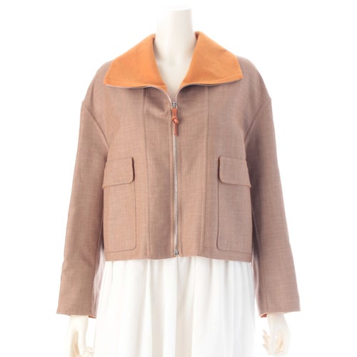 エルメス 2023 カシミヤ ジップアップ ハイネック ブルゾン 3E0207DC オレンジ ベージュ 34