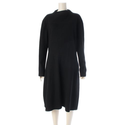 ジルサンダー 2018 ウール モックネック 平面 変型 ドレス ワンピース ブラック