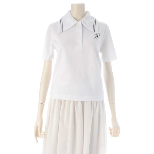 パトゥ 25SS コットンピケ オーガニック 半袖 ロゴ刺繍 ポロシャツ トップス 25S-JE142-9975 ホワイト ネイビー S