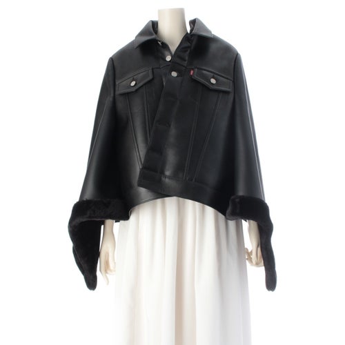 ジュンヤワタナベコムデギャルソン リーバイス Levi’s AD2025 フェイクレザー シンセティック ケープ ポンチョ アウター JP-J201 ブラック XS