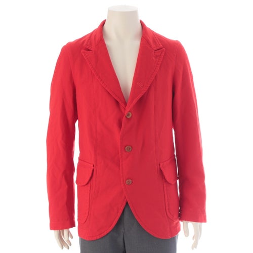 コムデギャルソン ポリエステル 製品染め ポリ縮 縮絨 ジャケット 長袖シャツ W27171 レッド S