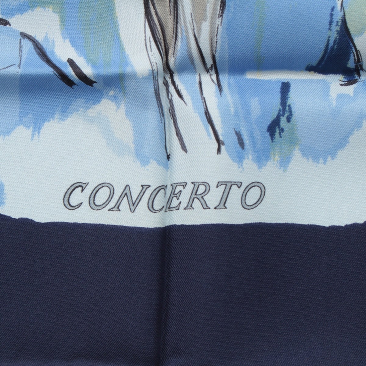 エルメス カレ90 シルク CONCERTO コンチェルト スカーフ ブルー 90