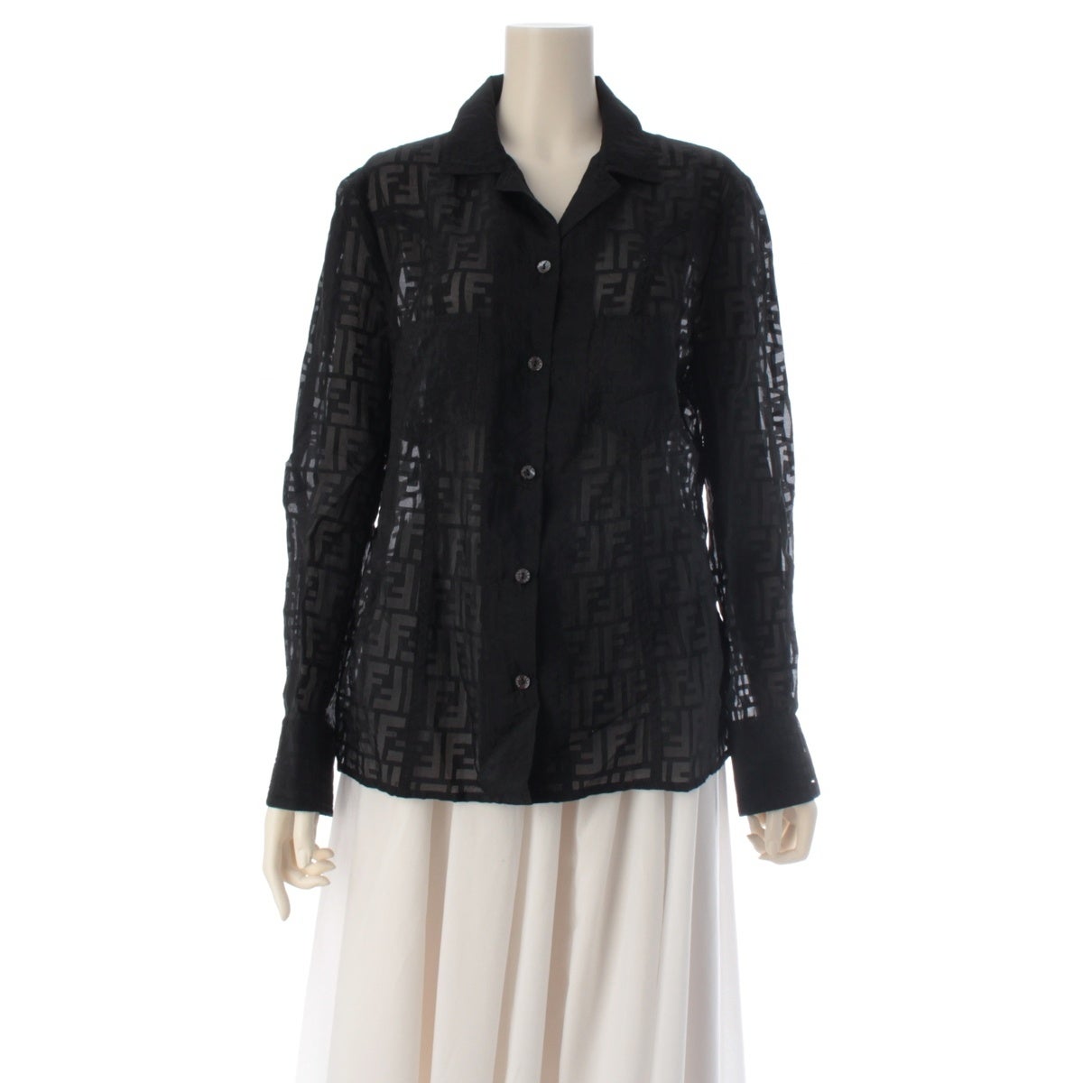 フェンディ ズッカ シースルー 長袖シャツ ブラック 44 XS | 中古通販