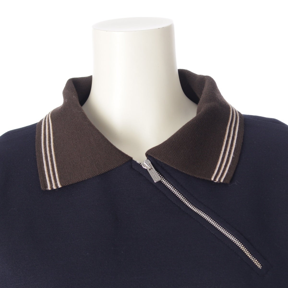 ミュウミュウ 25AW ポロ襟 ジッパー スウェットシャツ プルオーバー