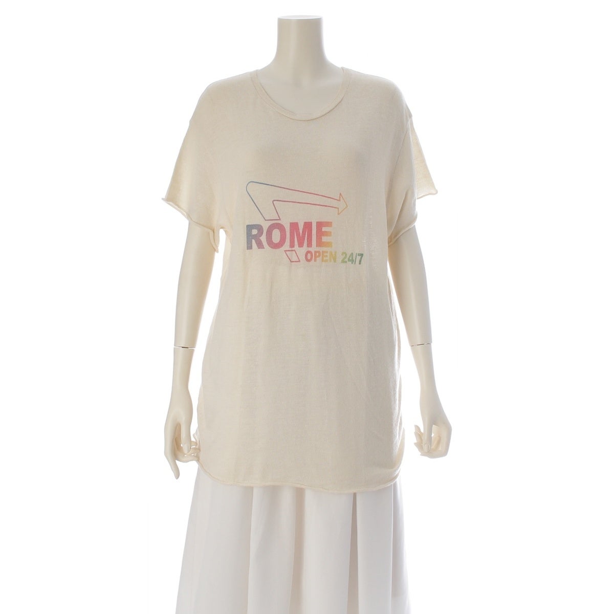 ジ エルダー ステイツマン 2024/07 GREG CHAIT カシミヤ シルク ROME 半袖 ニット トップス オフホワイト M【中古】 ジ エルダー ステイツマン 2024/07 GREG CHAIT カシミヤ シルク ROME