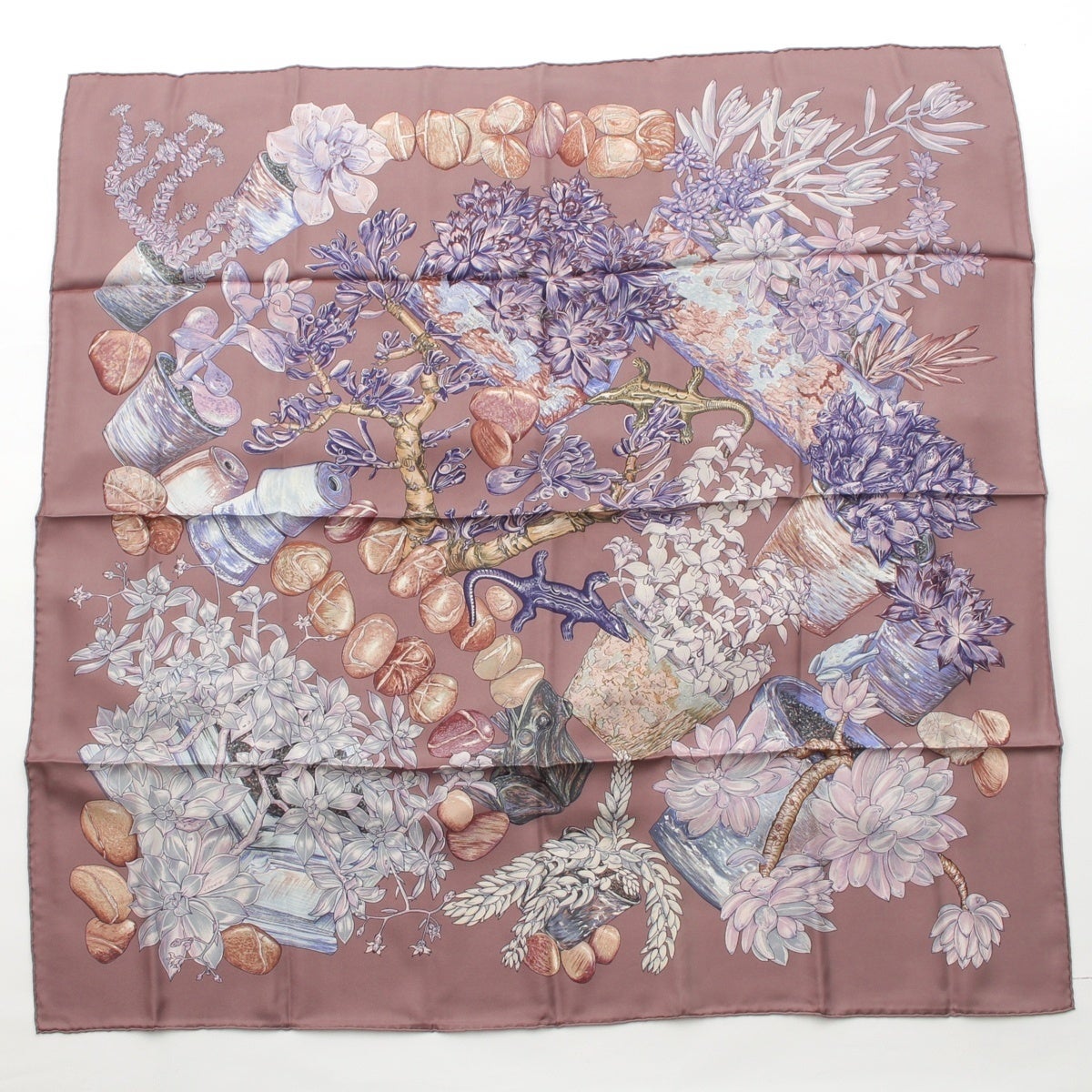 エルメス カレ90 シルク JARDIN SECRET 秘密の庭 スカーフ グレージュ