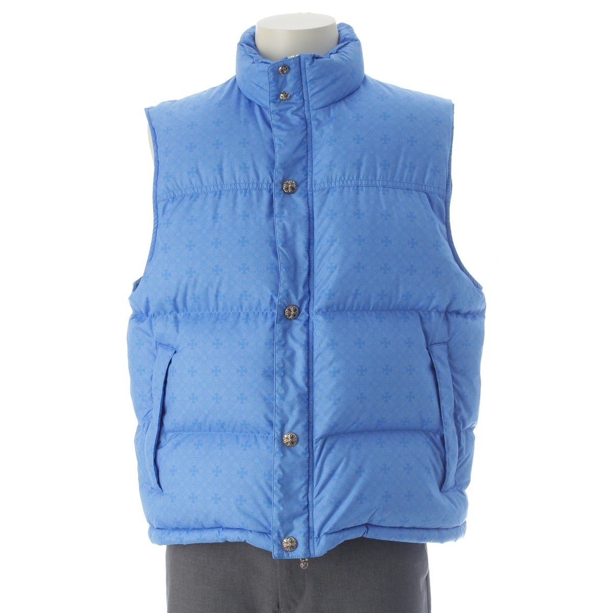 CHROME HEARTS クロムハーツ ダウンベスト STIFF VEST CHプラス総柄 クロスボールボタン ダガージップ クロムハーツ CH Plus Stiff Down Vest ダガージップ クロスボール