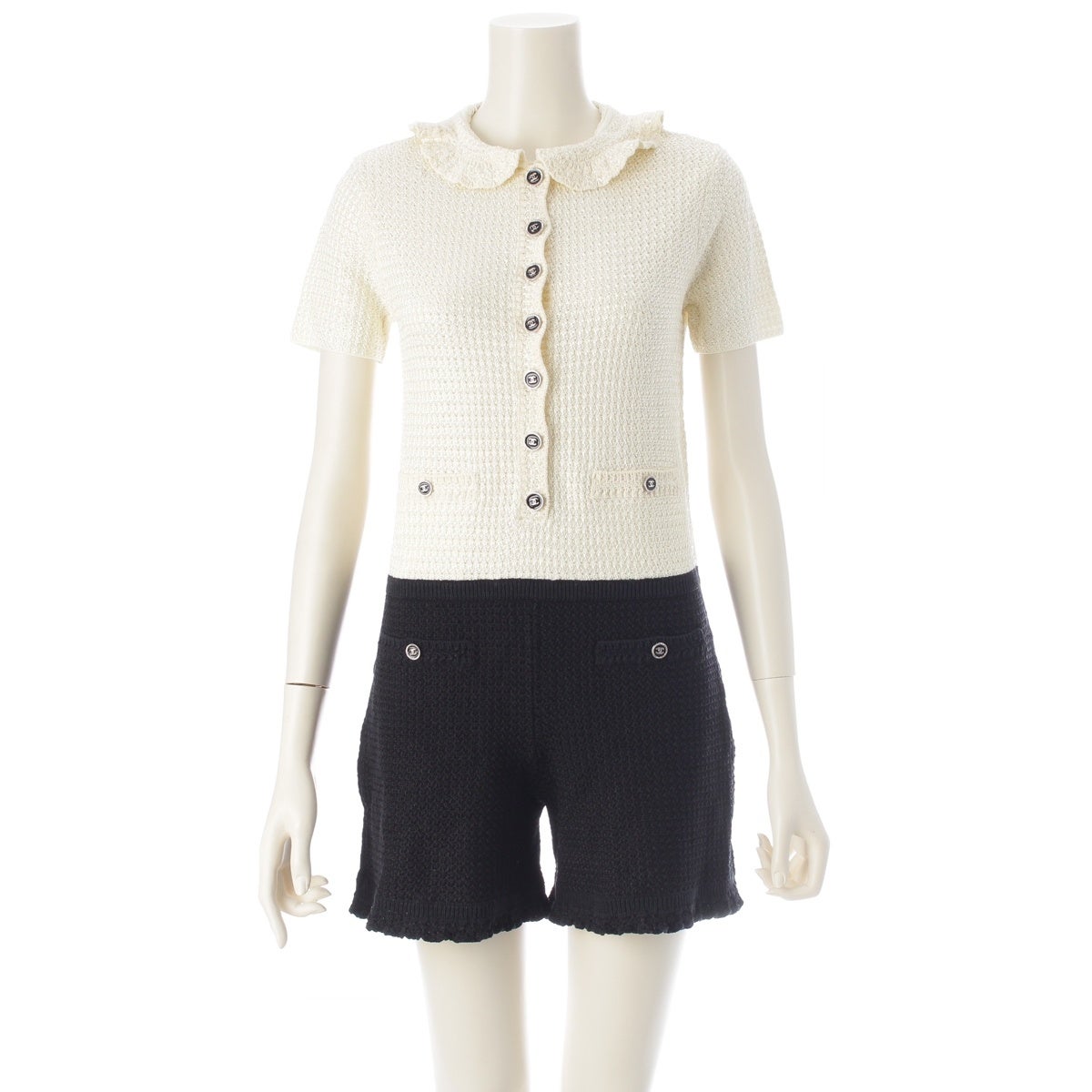 CHANEL UNIFORM ココマークボタン 七分袖 38 シャネル 2024SS ココマーク ココボタン ニット オールイン ジャンプ