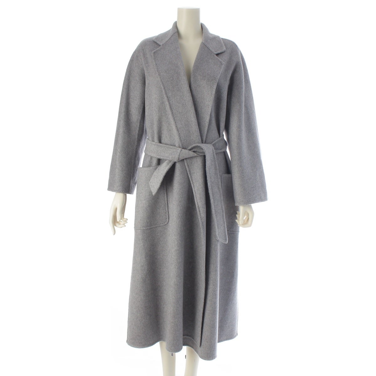 Max Mara ロングコート カシミア100％ グレー 42サイズ マックスマーラ リュドミラ LUDMILLA カシミヤ ベルト付き ロング