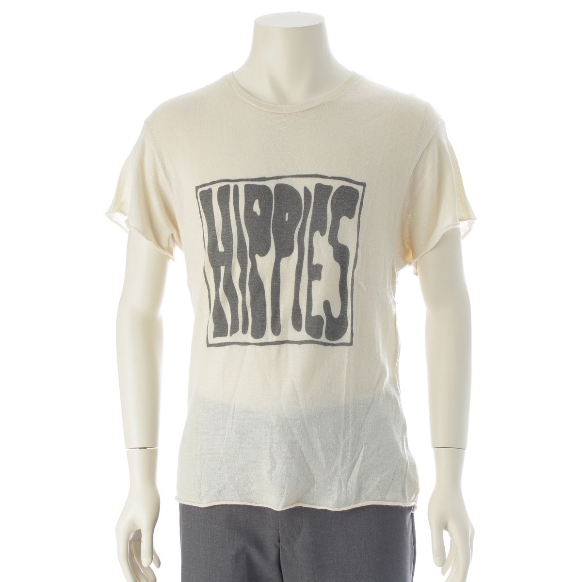 ジ エルダー ステイツマン GREG CHAIT カシミヤ シルク HIPPES 半袖 クルーネック ニット トップス オフホワイト マルチカラー M【中古】 ジ エルダー ステイツマン GREG CHAIT カシミヤ シルク HIPPES 半袖