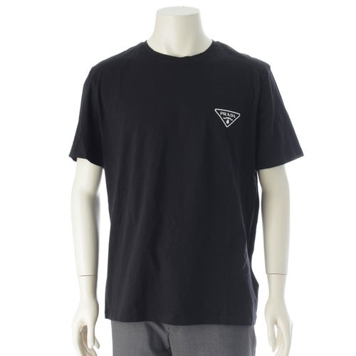 プラダ 25年 ナイロン切替 三角ロゴ 半袖Tシャツ UJN880 ブラック XXL 