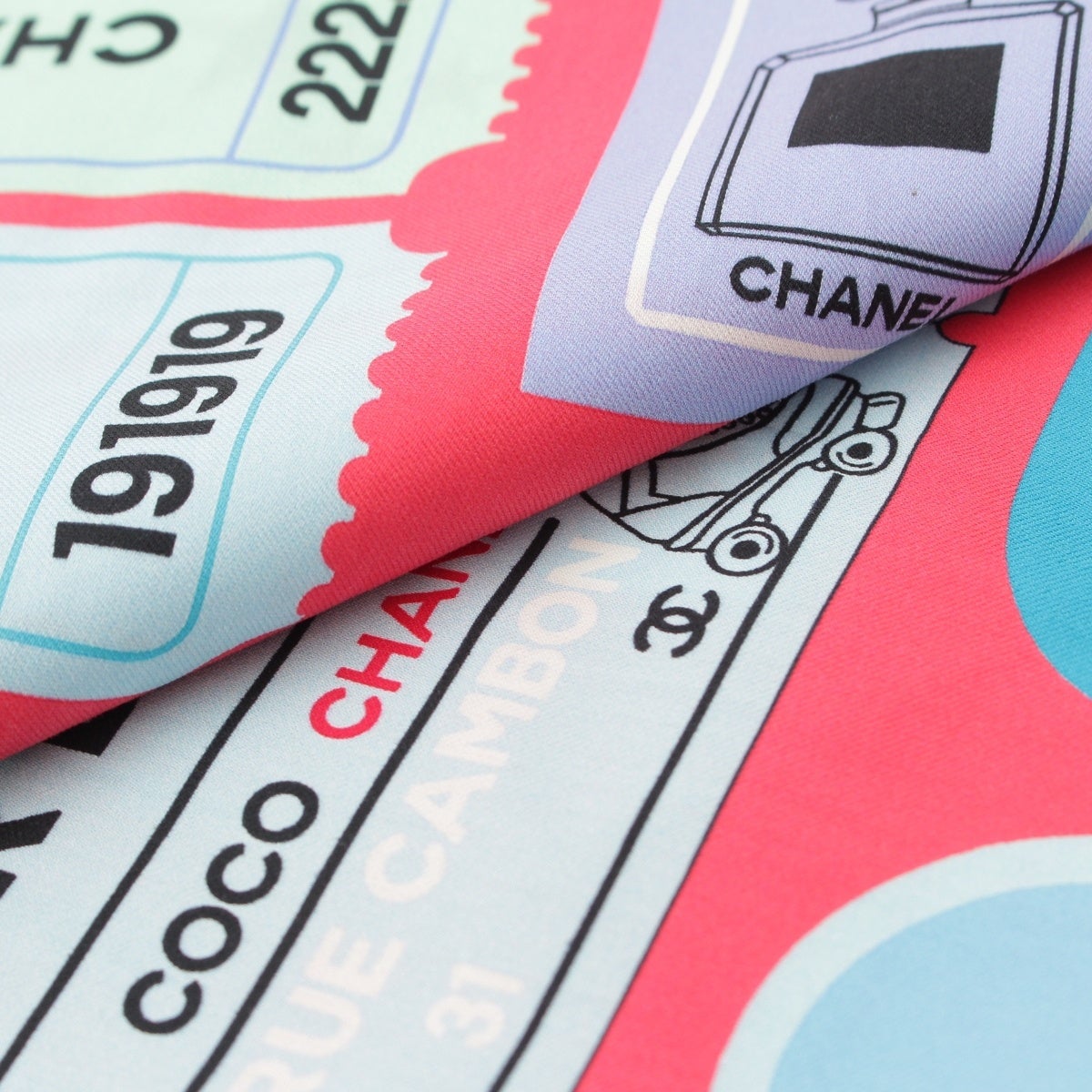 シャネル コットン ×シルク TICKET ココマーク ロゴ 総柄 ストール