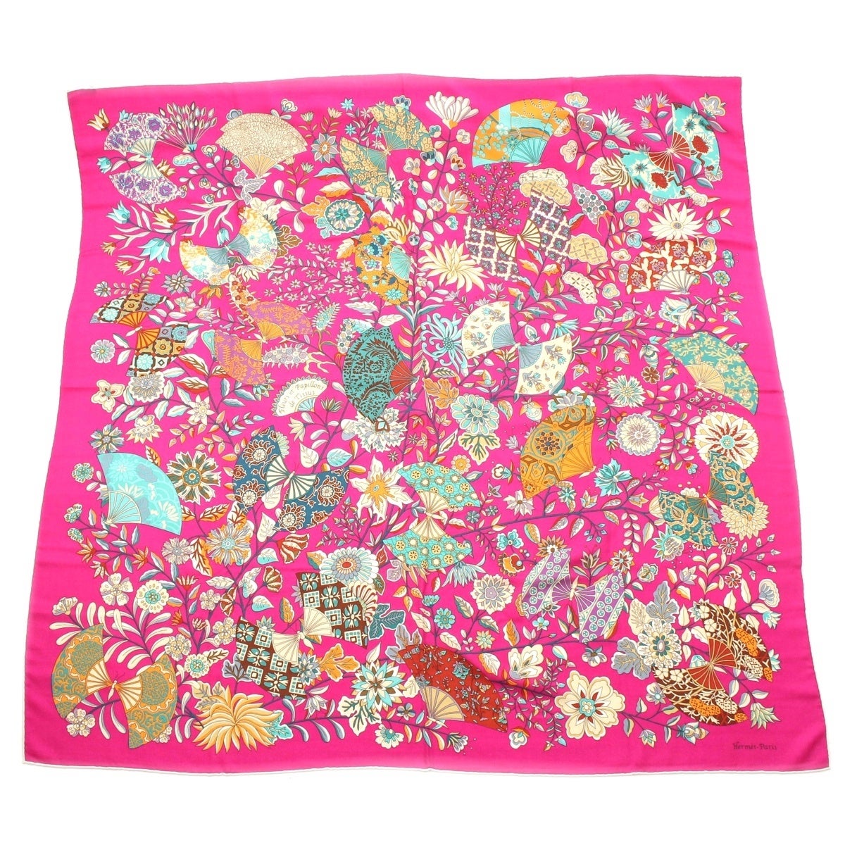 エルメス カレ140 カシミヤ シルク カレジェアン FLEURS ET PAPILLONS