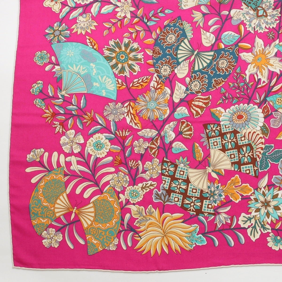 エルメス カレ140 カシミヤ シルク カレジェアン FLEURS ET PAPILLONS