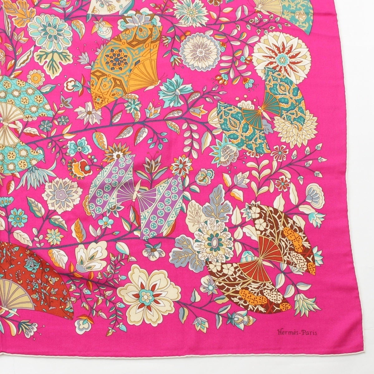 エルメス カレ140 カシミヤ シルク カレジェアン FLEURS ET PAPILLONS