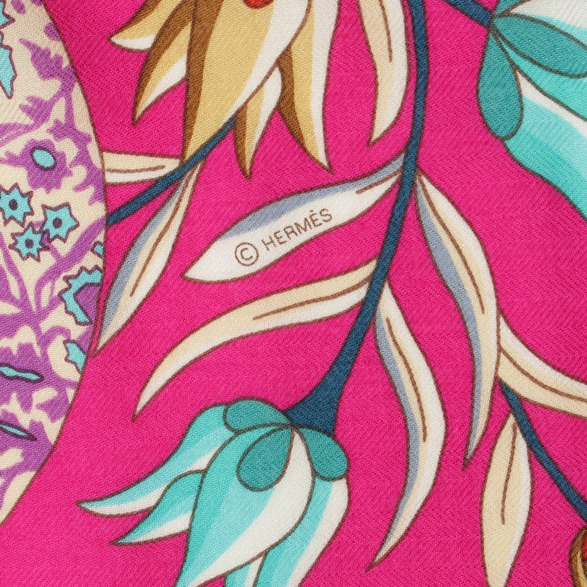 エルメス カレ140 カシミヤ シルク カレジェアン FLEURS ET PAPILLONS