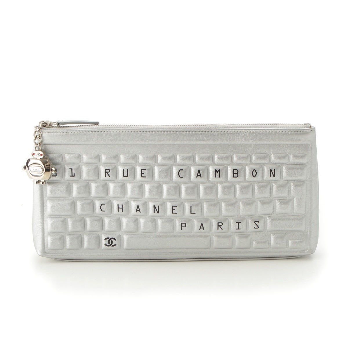 CHANEL シルバー キーボード型 クラッチバッグ シャネル Cambon キーボード ロボットチャーム クラッチバッグ