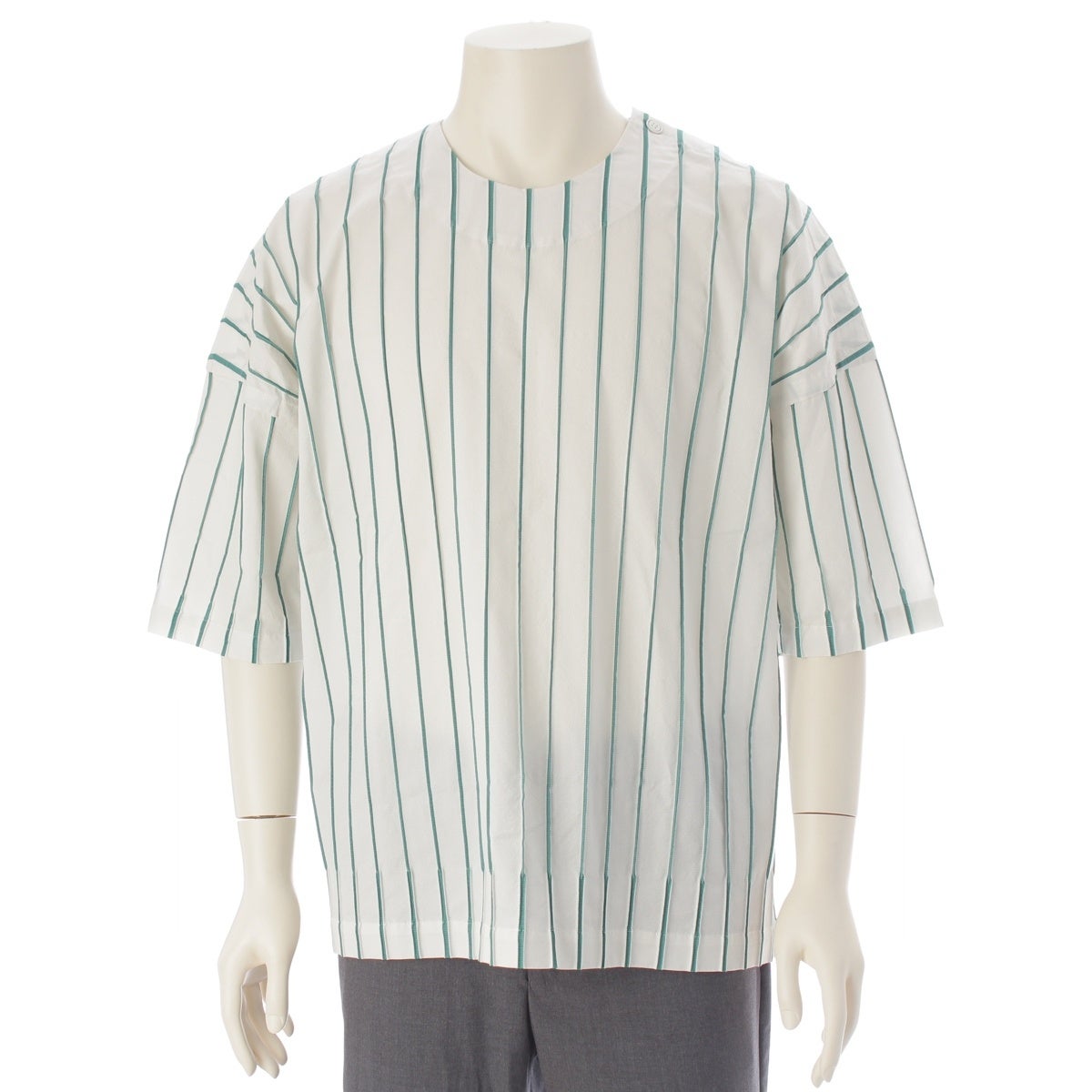 エイポックエイブル 25SS プルオーバー 長袖シャツ トップス AT51FJ554 グリーン ホワイト 2【中古】 エイポックエイブル 25SS プルオーバー 長袖シャツ トップス AT51FJ554