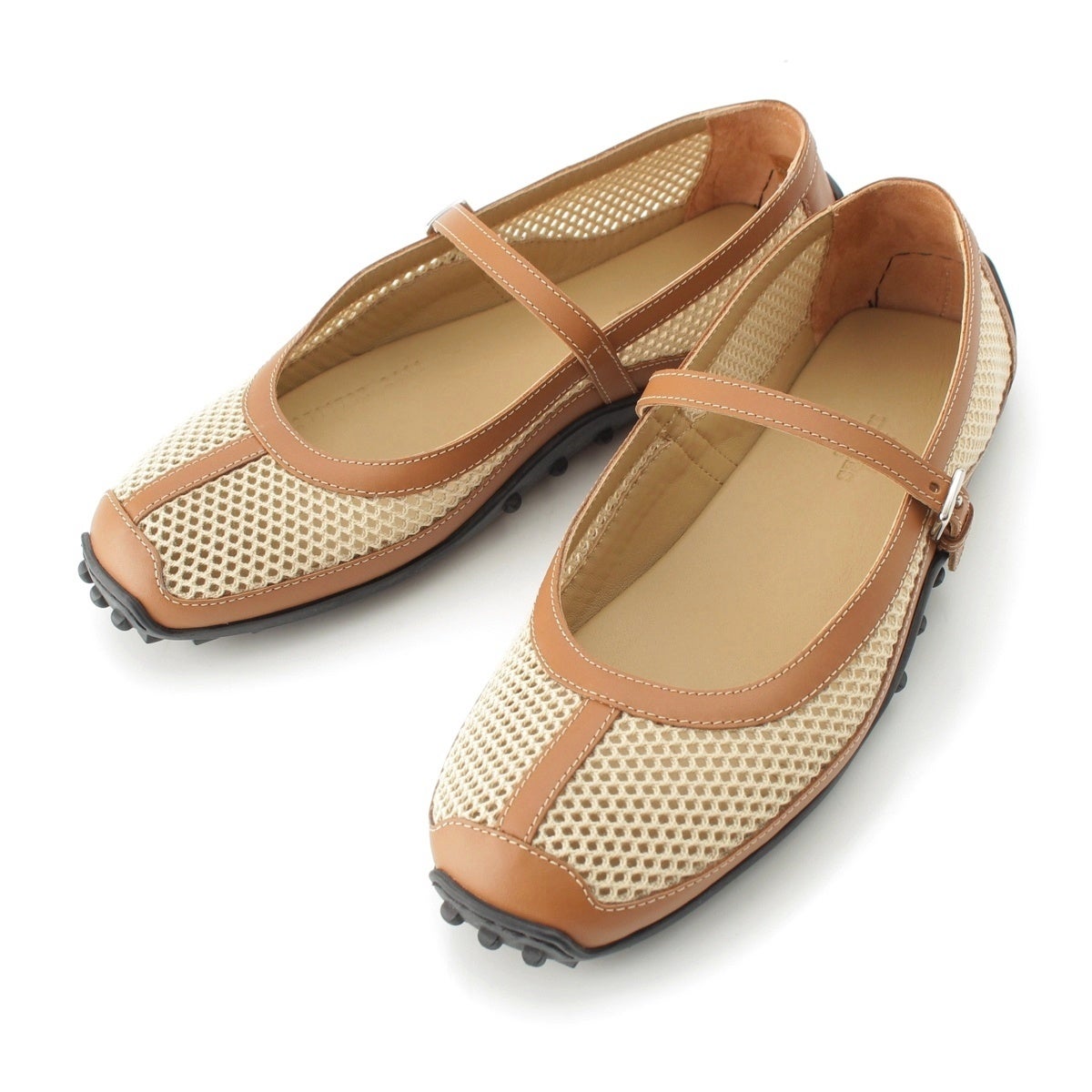 エルメス 25SS キチュ メッシュ レザー バレエシューズ ベージュ
