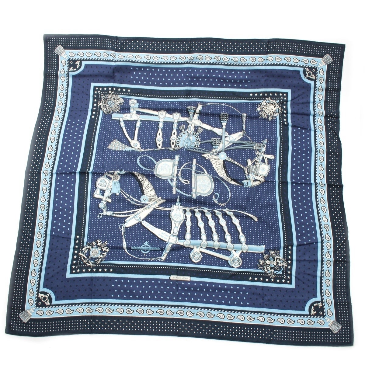 エルメス カレ140 カシミヤ シルク カレジェアン カシシル HARNAIS DE