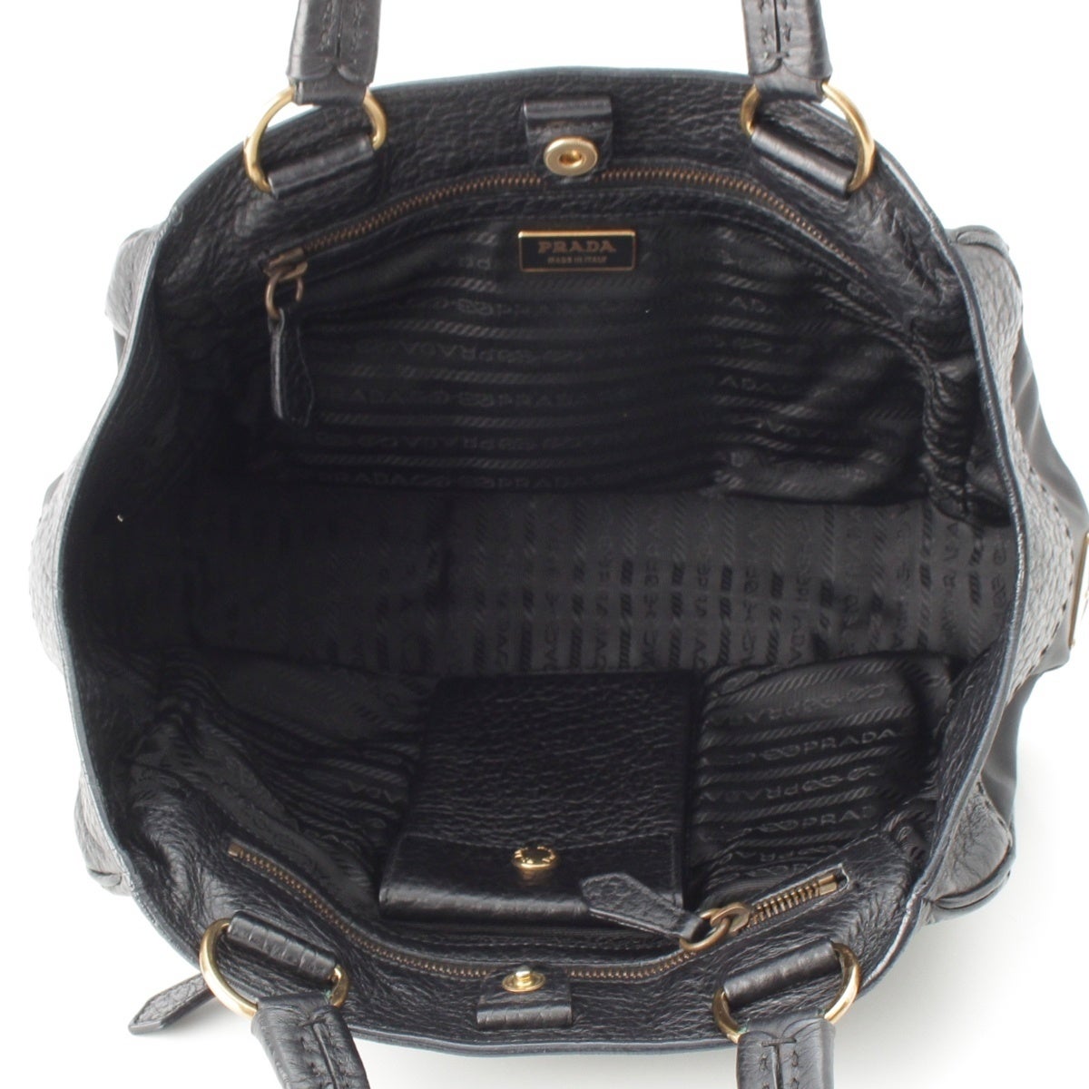 PRADA ブラック ハンドバッグ プラダ レザー ナイロン 切替 ハンドバッグ BR1976 ブラック | 中古
