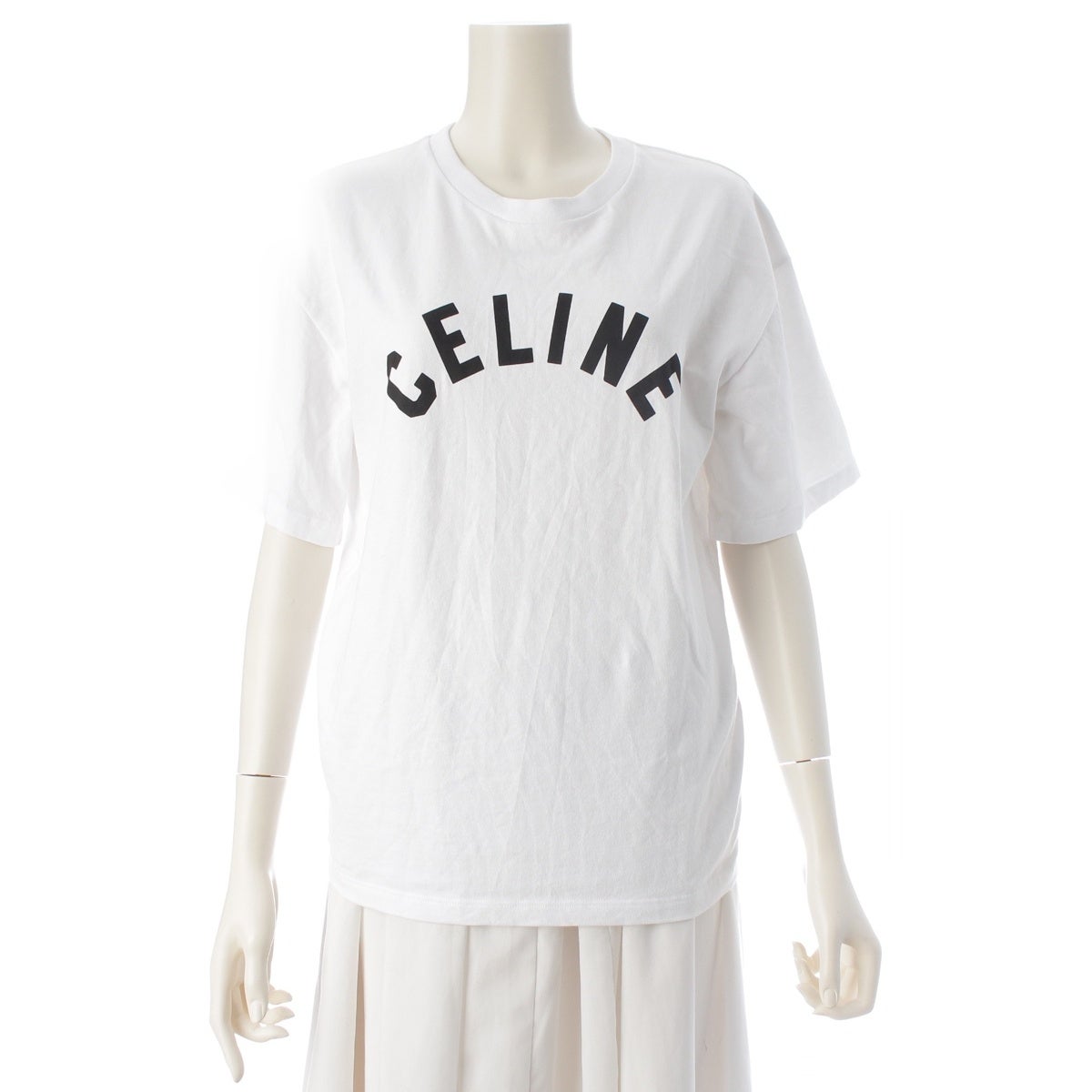 セリーヌ ロゴ 半袖Tシャツ RX0HU1242.GFP9 ホワイト XS | 中古通販