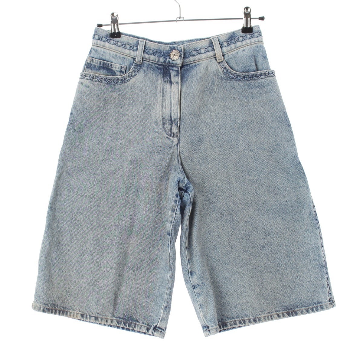 シャネル 26SS コットン チェーンモチーフ デニム キュロット パンツ