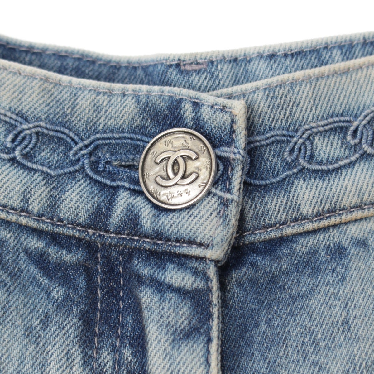 シャネル 26SS コットン チェーンモチーフ デニム キュロット パンツ