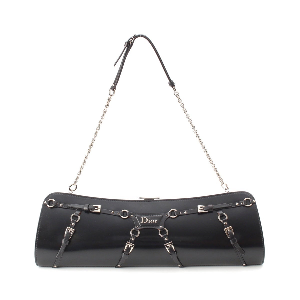 【美品】Dior ディオール アディクト チェーンショルダーバッグ ディオール 03FW ガリアーノ期 レザー ボンテージバッグ チェーン